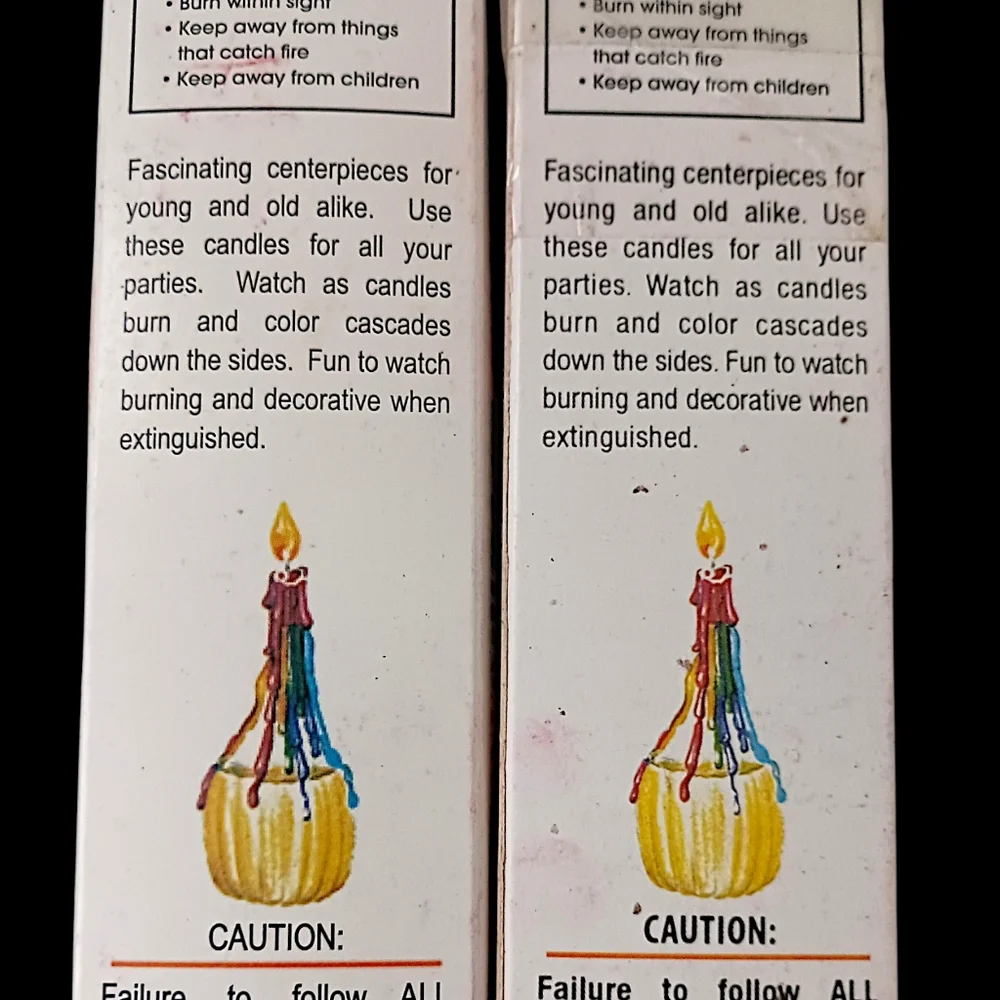 4 Vintage Multicolor Drip Candles Wine Bottle Decor 2 In Each Box 70s 9.5